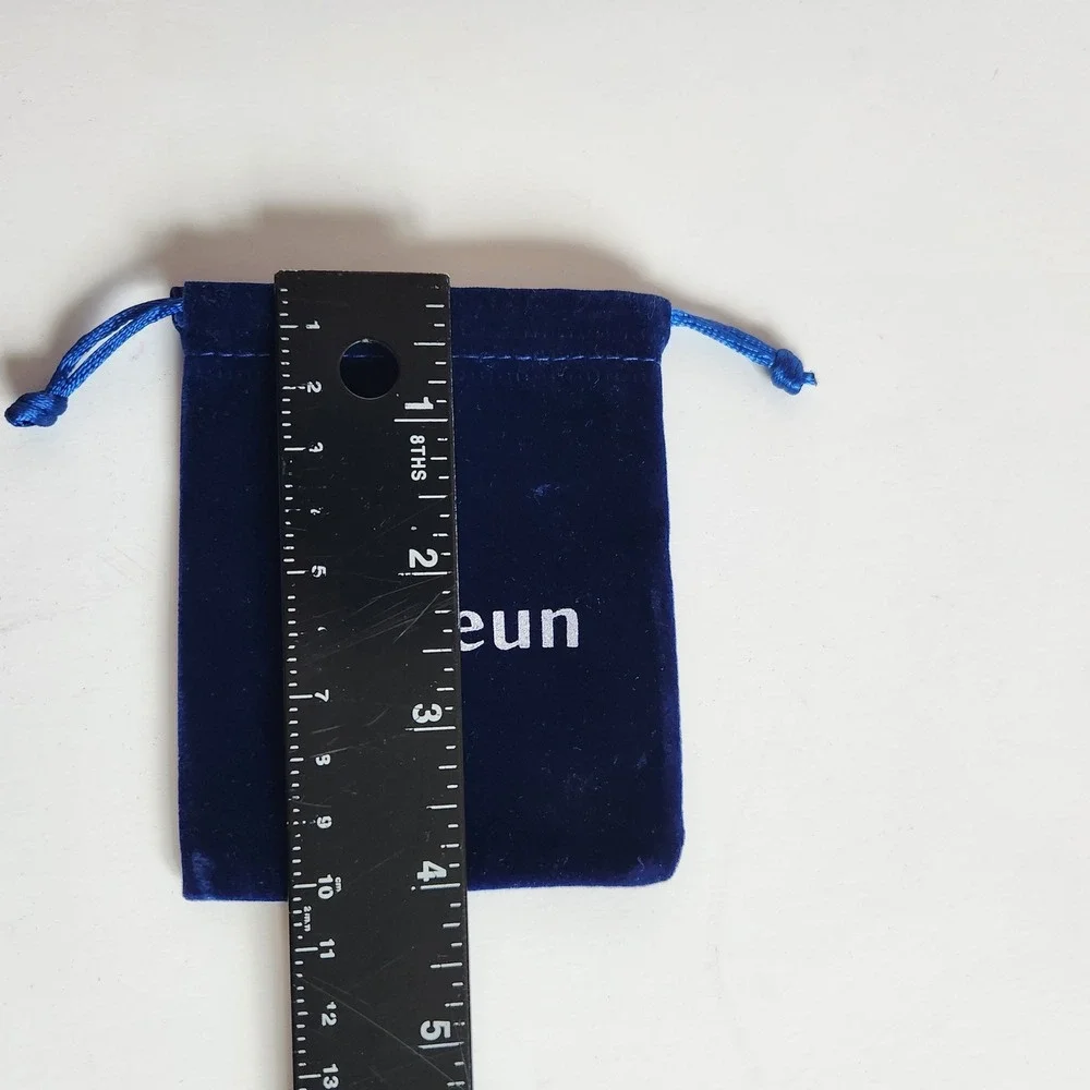 Holfeun Blue‎ Velvet Small Jewelry Pouch Drawstring Bag